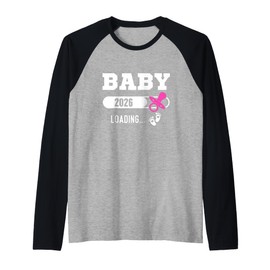 Baby Loading Est 2026 Baby Reveal Pregnancy Announcement Raglan Baseball Tee