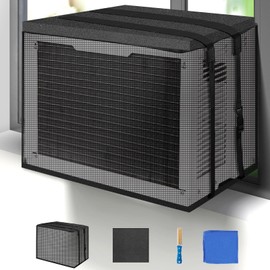 Window Air Conditioner Cover for Outside, Waterproof Window AC Unit Cover & Detachable Drip Cushions Reduce Noise, All Seasons AC Cover Protect Against Leaves,Weeds,and Debris(27.5Wx19Dx23H)