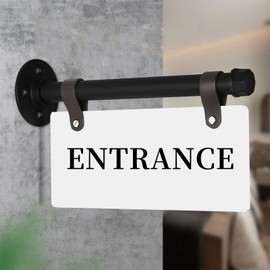 Hqvbvc Entrance Sign 11" x 6" Wall-Mounted Office Enter Sign with Metal Rod UV Printed Business Door Signs for Outdoor Yard Farmhouse Gate, Double-Sided Street Entrance Signs for Home