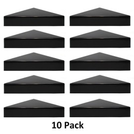 True 6x6 (155mm x 155mm) Plastic Pyramid Vinyl Fence Post Cap for True Actual 6" x 6" Vinyl Posts Black or White Multiple Quantities (10, Black)