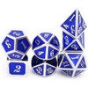 Haxtec Metal Dice Set D&D Silver Blue Metal Polyhedron DND