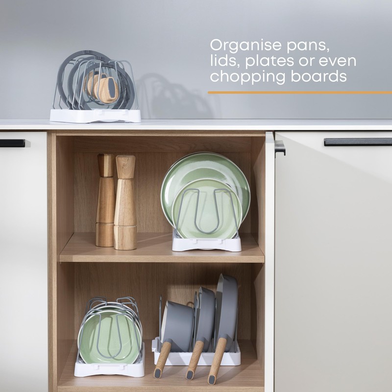 FiNeWaY Adjustable Pan Lid Holder for Kitchen Organisation, Soft non-slip