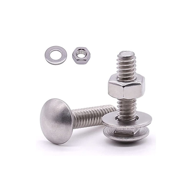 1/4-20 x 3/4" Stainless Steel Carriage Bolts with Hex Nuts