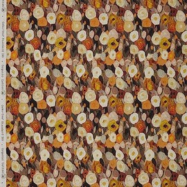 Kt KILOtela - Digital Printed Canvas Fabric – Half Panama 100% Organic Cotton, Oeko-Tex Standard 100 – 100 cm Length x 280 cm Width | Floral Jackie – Orange, Yellow ─ 1 metre