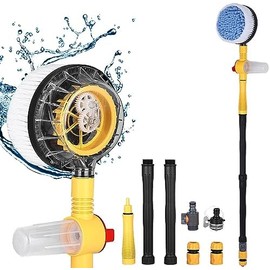 Toolly Kit de limpieza de cepillo para polvo de lavado de coche, fregona giratoria de 360, cepillo para polvo giratorio de microfibra para limpieza
