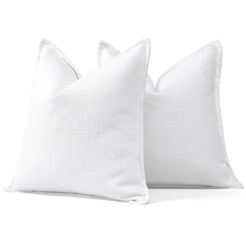 OTOSTAR Pack of 2 White Decorative Pillow Covers 20x20 Inch