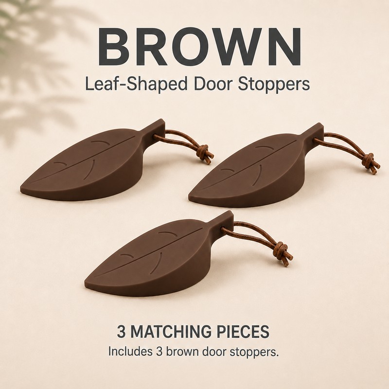 Door Stopper Wedges, 3 Pack, Leaf-Shaped Silicone Door Stops with