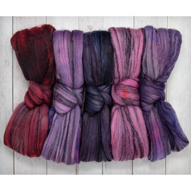 Hand Dyed Superfine Merino Tencel Roving for Spinning and Felting. 5oz, Purple