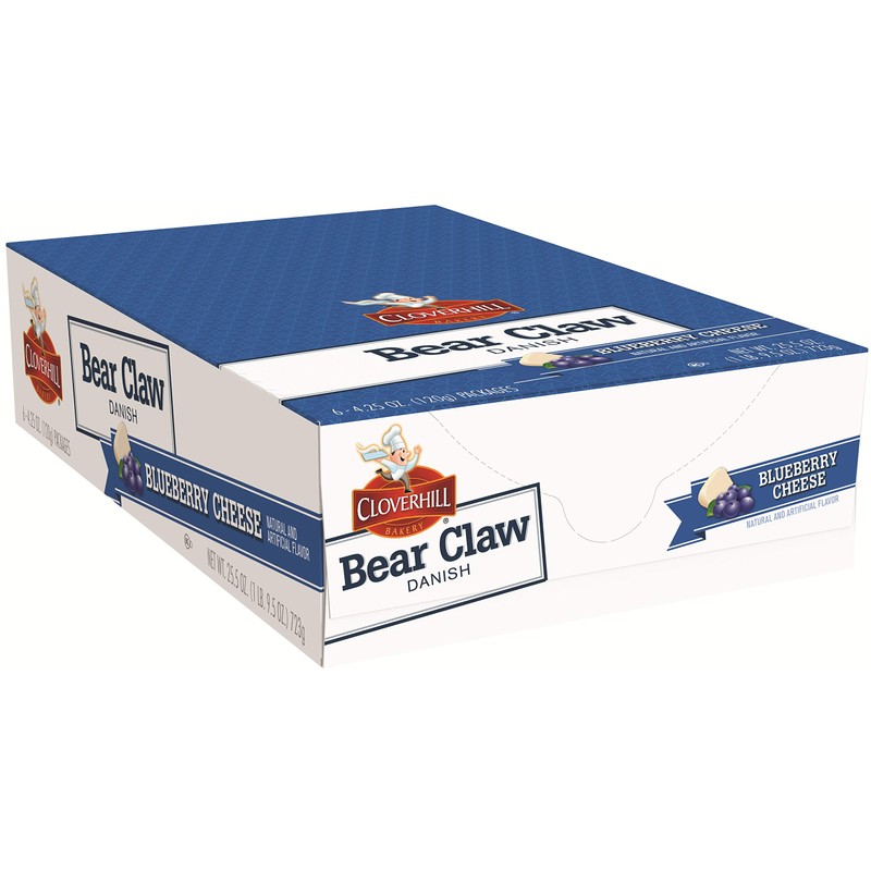 Cloverhill Bear Claw Blueberry Cheese Danish, 4.25 Ounce -- 36