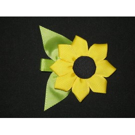 "Handmade" NEW "SUNFLOWER" Ribbon Sculpture Girls Hairbow Clip Clippie Bow Boutique Summer