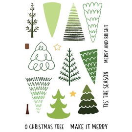 Creative Expressions Jane's Doodles Christmas Tree 4 in x 6 in Clear Stamp Set, 4 x 6 in