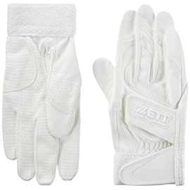 Zett Batting Gloves Impact Zett W-Belt Both Hands High School Baseball Rule Compliant White (1100) Large Size BG419HS