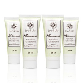 Leo & Lilo Set of 4 hand cream camellia 20 ml - very intensive care for dry hands - with precious organic camellia oil and camellia flower extract - natural cosmetics