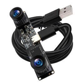 ELP 60fps 3D Stereo Synchronization USB Camera Module 4MP 85Degree No Distortion Dual Lens 3840X1080P High Speed USB Camera Type-C PC Computer Camera for Face Recognition VR Biometric Detection