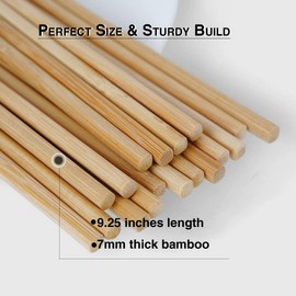 Sugormek 50 Pairs 9.25 inches x 7mm Individually Wrapped Reusable Bamboo Chopsticks,Clean Eco-Friendly Chopsticks for Asian Food