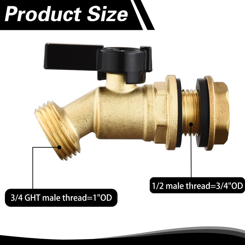Brass Water Container Rain Barrel Faucets Lead-Free Compliant Spigot Bulkhead