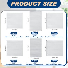 Berlune 200 Pack Foam Sheets Foam Pouches Bulk for Packing Dishes, 1/24" Thick, Packing Supplies for Moving Cushioning Moving Supplies for Dishes Glasses Packing (7.5" x 7.5", 7.5" x 12", 12" x 12")