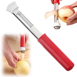 TokTech Apple Corer, Stainless Steel, Fruit Corer, Peeling Function, Comfort Handle, Wavy Saw Teeth, Peeler, Kitchen Supplies, For Peaches, Apples, Potatoes, Carrots, Perfect for Home Kitchen or Fruit