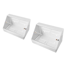 Auline 45 Degree Angled Pattress Surface Mounted Back Box in White (2, Double 2 Gang)