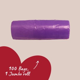 Rosewood Dog Poo Bags with Handles - 100 Easy Clean-Up Poop Bags, Grab and Go Single Roll of Dog Waste Bags with Tie Handles, Vanilla Scented, Made with Recycled Plastic