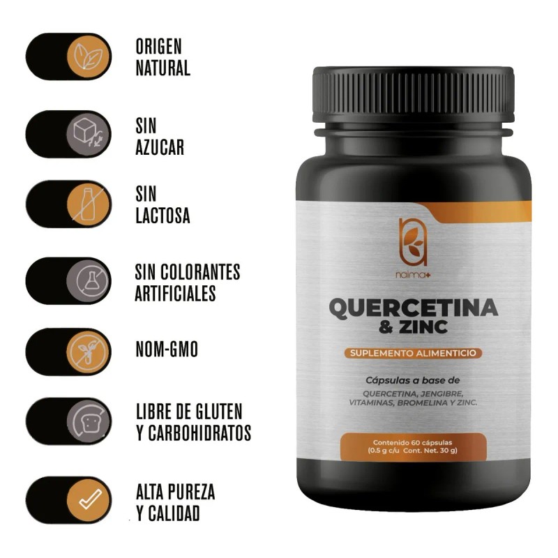 Quercetina + Zinc + Bromelina 60 Cápsulas Sabor Sin Sabor