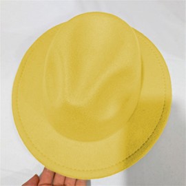 Kid Fedora Hat Solid Color Toddler Jazz Hats Classic Wide Brim Cowboy Hats Panama Dress Hat for Boys Girls (A-Yellow, 4_years-10_Years)