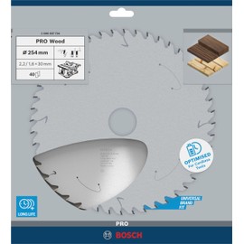 Bosch 1x PRO Wood Circular Saw Blades for Cordless Table Saws (for Softwood, Hardwood, Ø mm, Professional Accessory Table Circular Saw)