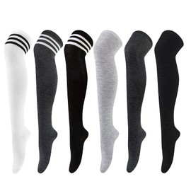 6 Pairs Knee High Sock Women Over Knee Thigh Socks for Girls Ladies Long Boot Stocking Leg Warmer High Socks Casual for Daily Wear, Cosplay