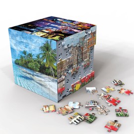 Educa - 3D-Puzzle-Reise. Die Puzzle-Herausforderung in Form eines Würfels mit insgesamt 216 Teilen. Struktur: Montierbare Basis mit 6 Puzzles zu je 36 Teilen. Ab 6 Jahren (20124)