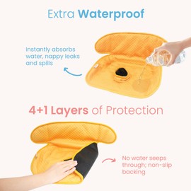 THINK GOOD TOTS Orange Piddle Pad 2-Pack – Waterproof Car Seat & Stroller Protector for Potty Training Toddlers & Babies, Machine Washable, Anti-Slip Backing, Universal Fit