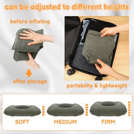 Inflatable Donut Pillow Hemorrhoid Cushion - Ring Donut Cushion Inflatable Seat Cushion Pillow Excellent for Tailbone, Prostate, Sciatica, Bed sores, Postpartum Pregnancy, Post-Surgical Pain-Orthopedi