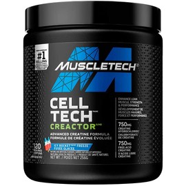 Muscletech Creatine Powder, Cell-Tech Creactor Creatine HCl, Post Workout Muscle Builder for Men and Women, Creatine HCl plus Free-Acid Creatine, Creatine Supplements, Icy Rocket Freeze (120 Servings), 256 g (Pack of 1)