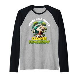 Green Energy RENEWABLE POWER FOR CLEANER TOMORROW Wind Power Raglan Baseball Tee