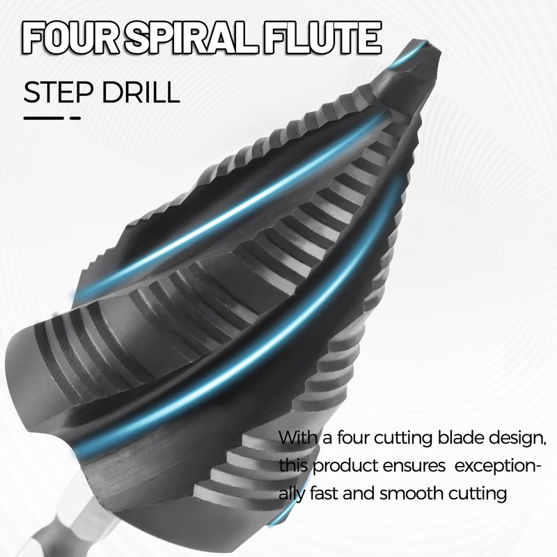 Cobalt M35 Step Drill Bit, TiAlN Coating 4 Spiral Flute