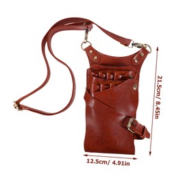 SAFIGLE Detachable Leather Barber Comb Pouch Scissors Bag for Hairdressing Toolkit Durable Hairstylist Holder for Scissors Clips and Tools Brown