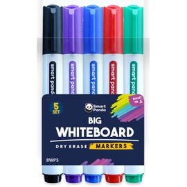 Smart Panda 5 Whiteboard-Stifte mit dünner Spitze – Magnetische, Whiteboard-Marker mit feine Spitze und mit Löscher – Trocken abwischbare Marker, für Zuhause, Schule und Büro – 5er-Set mit verschiedenen Farben
