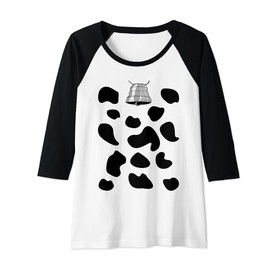 Womens Cow costume cow bell cow spots cow pattern carnival farmer Raglan Baseball Tee