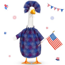 Silicherry 4th of July Goose Outfit Set for 23'' Plastic Lawn Porch Goose Statue Clothes Patriotic Flag Shirt Skirt Independence Day Costume for 4th of July Outdoor Patio Yard Lawn Art Decor