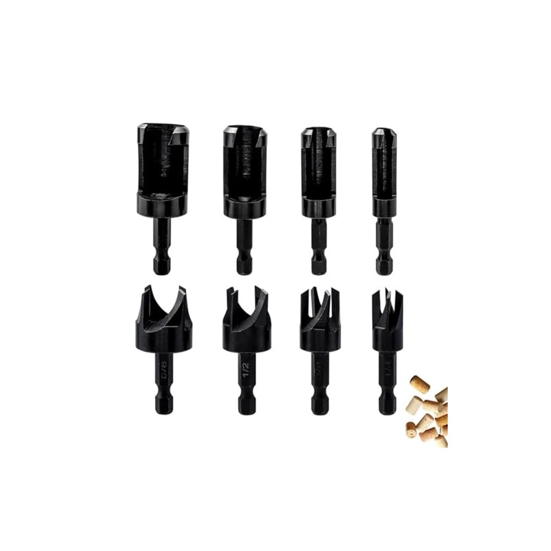 8 Pack Wood Plug Cutter Drill Bit Set