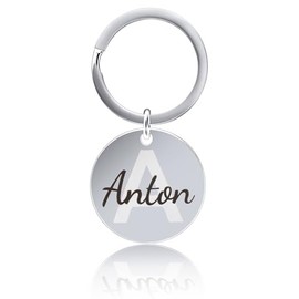 TMT Schlüsselanhänger personalisiert aus Edelstahl mit Gravur | Schlüsselanhänger beschriftbar mit Buchstaben und Namen A-Z | Geschenke für Partner, Papa, Männer, Freund, Freundin, Mama