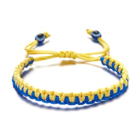 Zaagot Blue Yellow National Bracelet Handmade Braided Bracelet Support Help Stand Blue and Yellow Wristband Bangle Braided Rope 6#