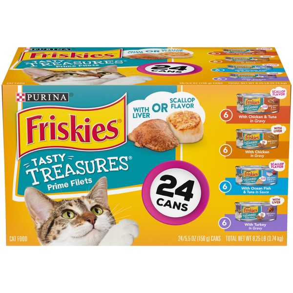 Purina Friskies Gravy Wet Cat Food Variety Pack, Tasty Treasures - (24) 5.5 oz. Cans