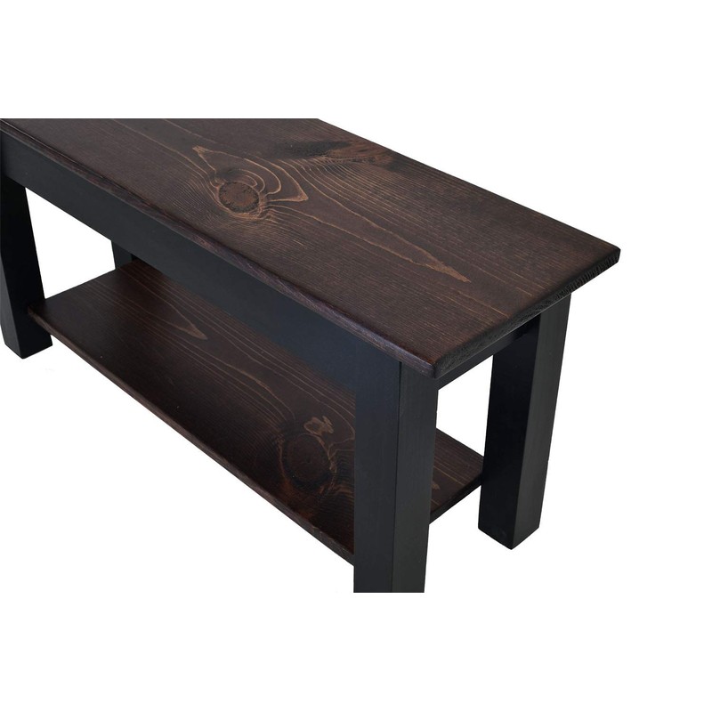 Red Mahogany and Black Bench with Shelf (24)