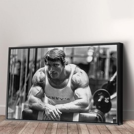 Arnold Schwarzenegger Bodybuilding Canvas Art Wall Art Home Decor - Various Sizes (45in x 30in Modern Black Framed)