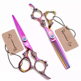 Remmar Co Set 2 Tijeras + Peines 6  Estilista Barbero Estuche Tornasol