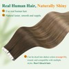 Easyouth Balayage Tape in Hair Extensions Human Hair Ombre Brown