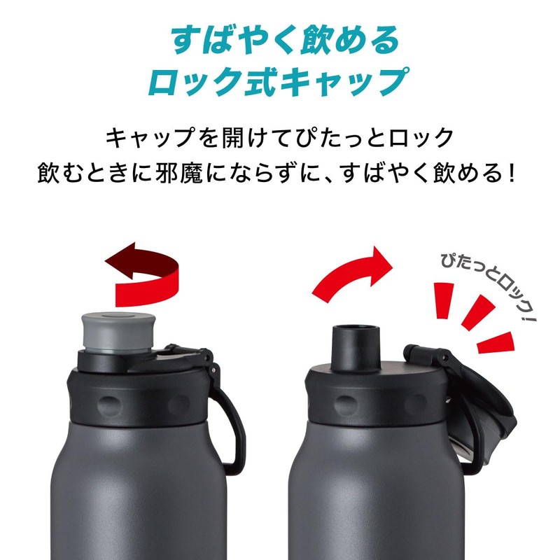 Atlas ADHB-1000GY Water Bottle, 1 Liter, Direct Drinking Bottle with