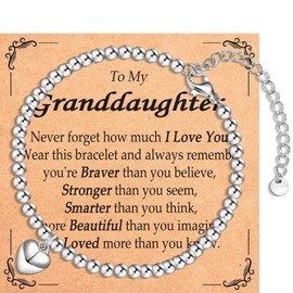 EYQV Granddaughter Gifts, Heart Pendant Bracelet Granddaughter Gifts from Grandparents, Best Granddaughter Birthday Christmas Gifts, Stocking Fillers for Teenage Girls