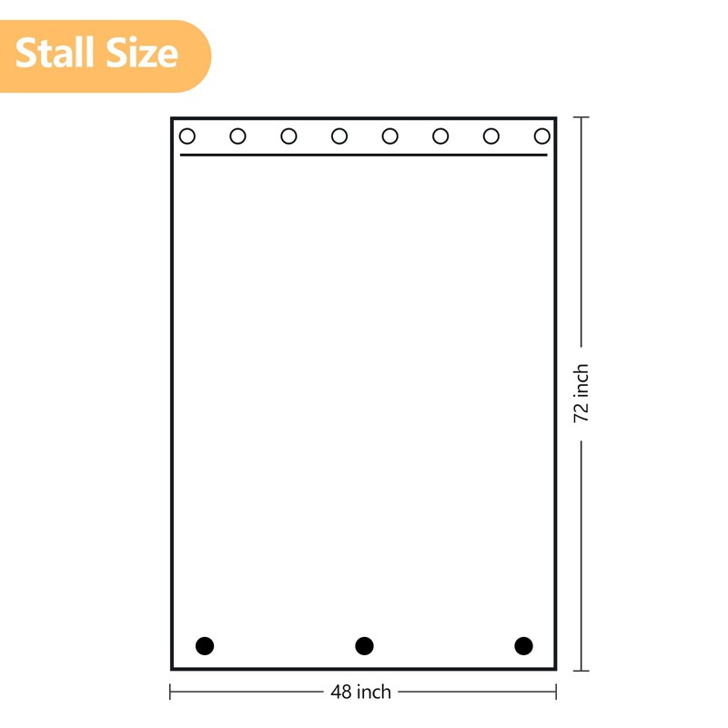 Seenus Waterproof Fabric Stall Shower Curtain with 3 Big Magnets,
