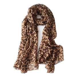 KorhLeoh Lightweight Leopard Chiffon Scarfs for Women - Fashion Floral Print Scarves Shawl Head Wraps Bandana